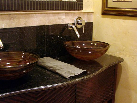 Updated Bathroom with Granite and Vessel Sinks