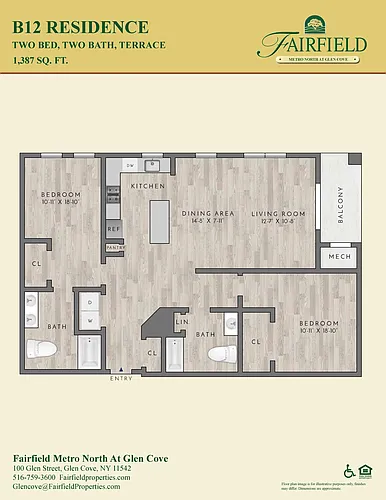 Floor plan B12 North FR 2 Bedroom|2 Bath/Balcony