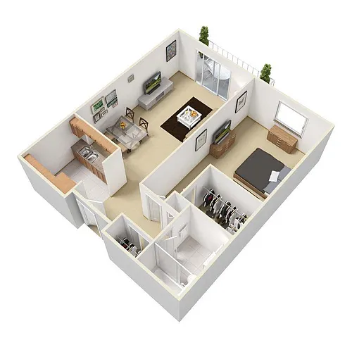 Floor plan 1 Bedroom, 1 Bathroom