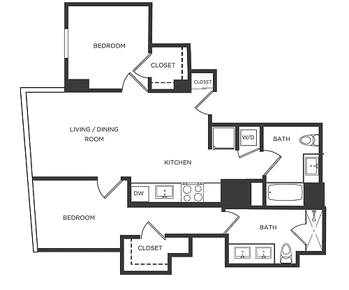 Floor plan 2 Bed/2 Bath-X