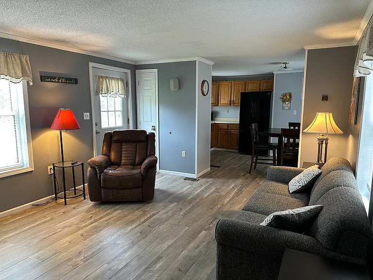 Living room into kitchen