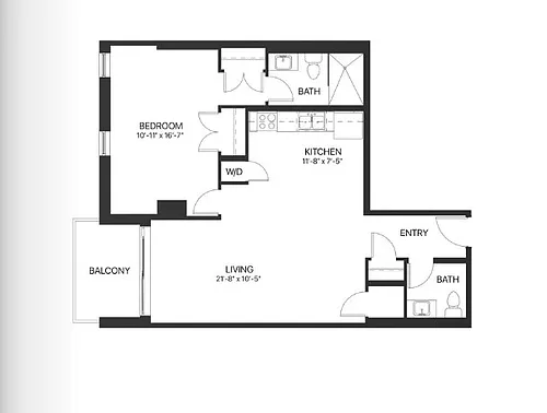 Floor plan 1 Bedroom Apartment