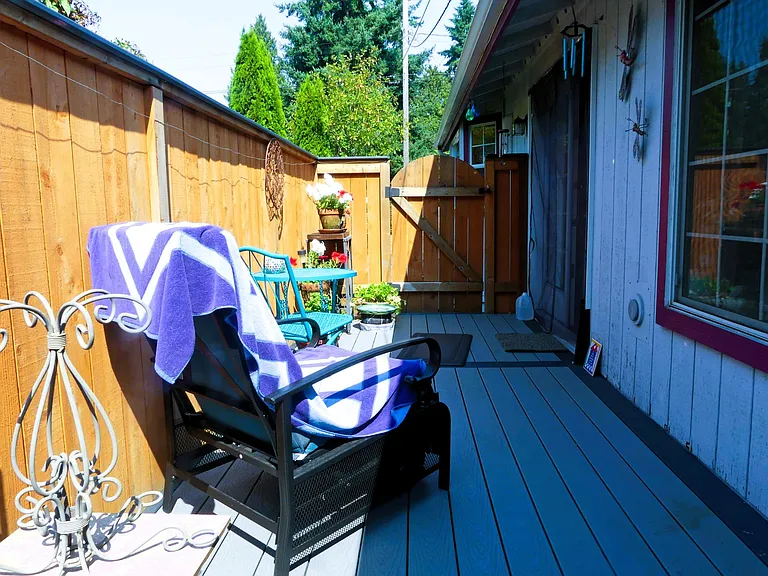 Side deck off the french doors in the dining room.