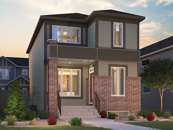 Exterior view of the Belvedere 3 Prairie plan by Brookfield Residential in Calgary.