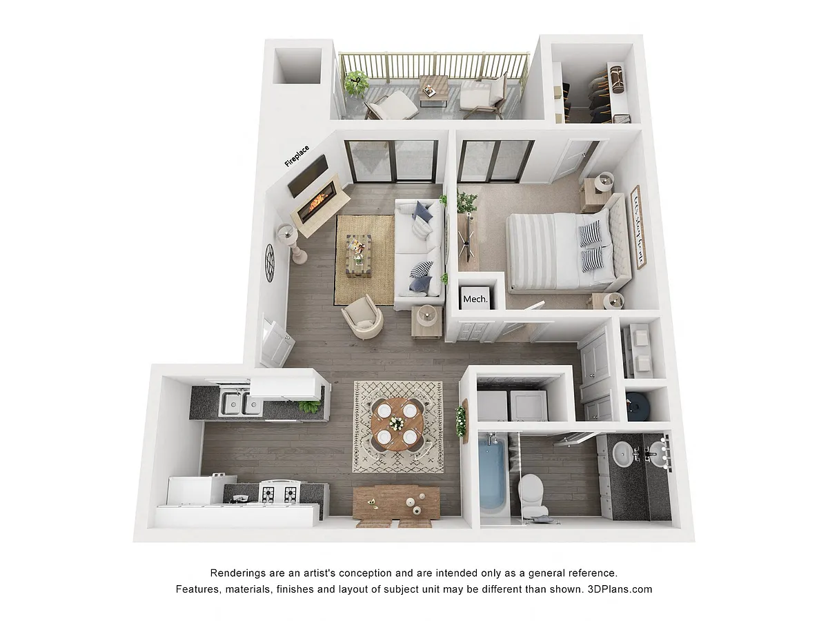Floor plan 1 Bed 1 Bath Downstairs
