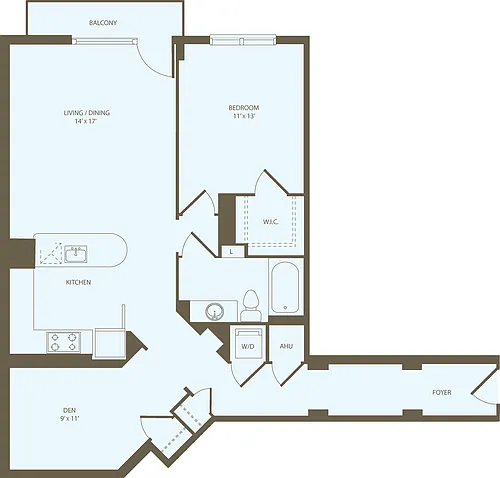 Floor plan 1 Bedroom GG