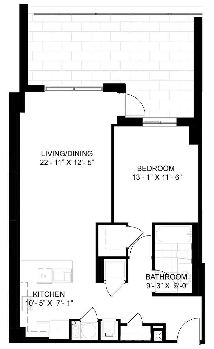 Floor plan 1 Bed/1 Bath-A04