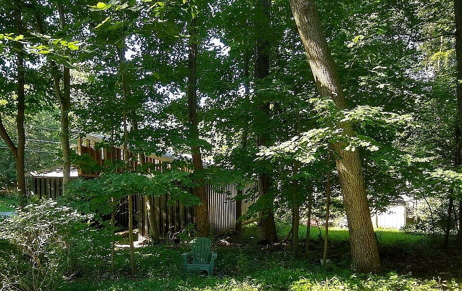 Pretty side view with shed. 