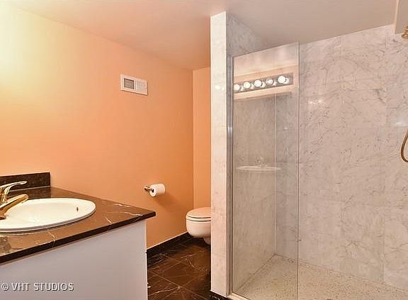 Lower level bathroom with shower