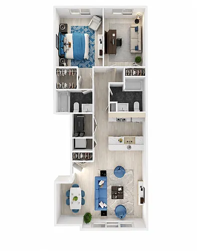 Floor plan 1 bed with den