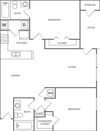 Two Bedroom Two Bath (1050 SF) Two Bedroom Two Bath (1050 SF)
