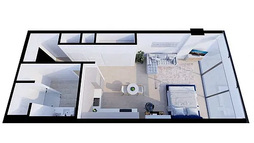 Floor plan Studio 1 Bath