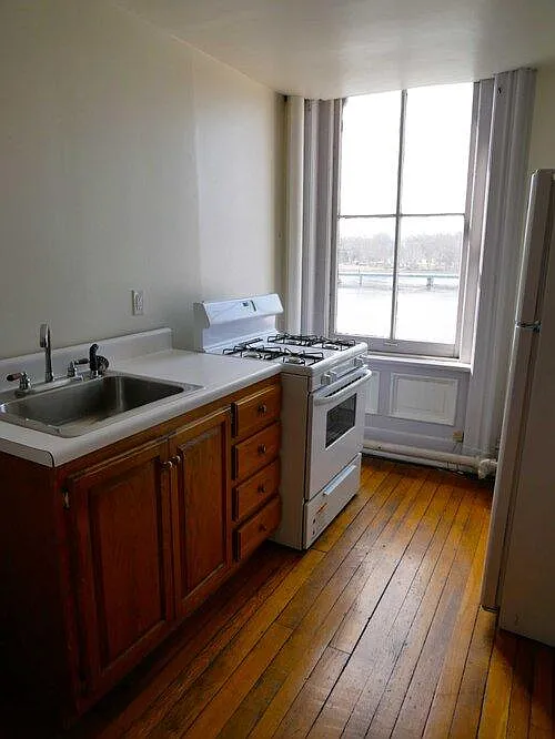 Kitchen with river front view!