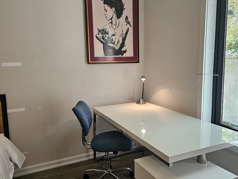 Desk area with view of garden