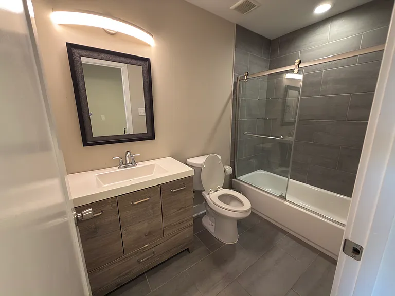 Modern bathroom with sleek finishes.