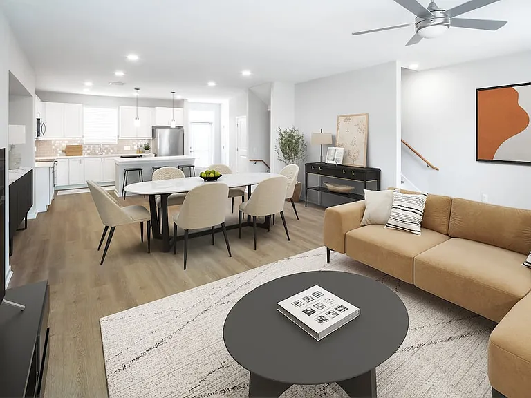 Finish Package I townhome dining and living room with hard surface flooring
