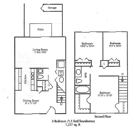 Floor plan Sheffield Townhome 3bd