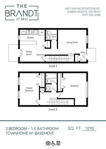 Floor plan 2 Bedroom 1.5 Bathroom