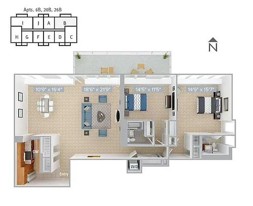 Floor plan B9-1400SF-6B_20B_26B