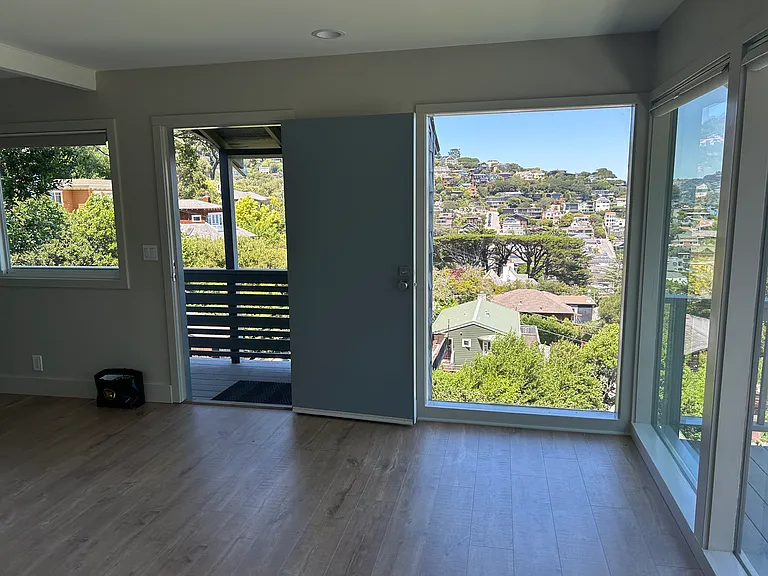 View from kitchen and front door.