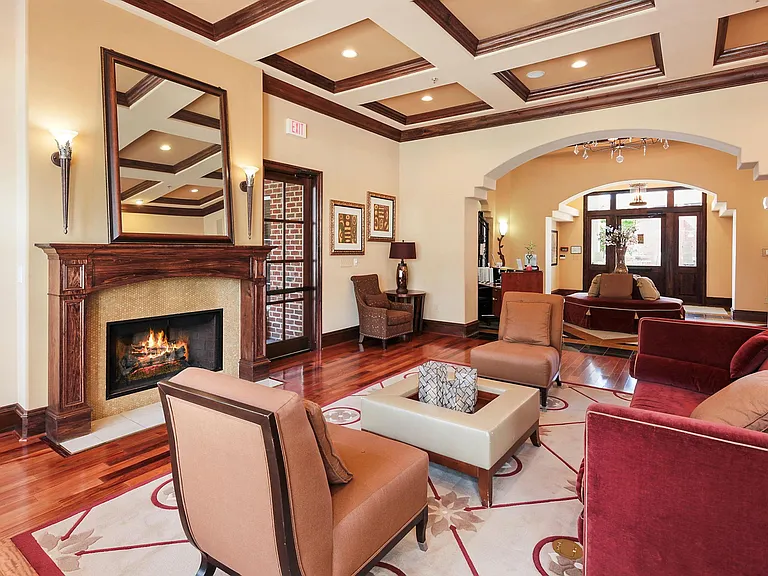 Clubhouse meeting space with fireplace