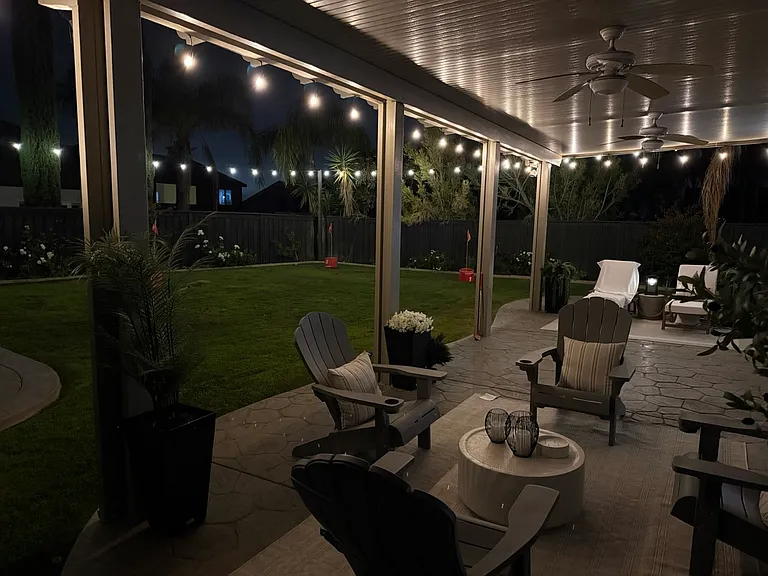 Fully lit backyard