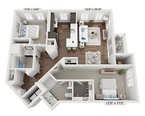 Floor plan Two Bedroom B2B