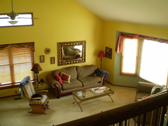 Living room looking down from stairs