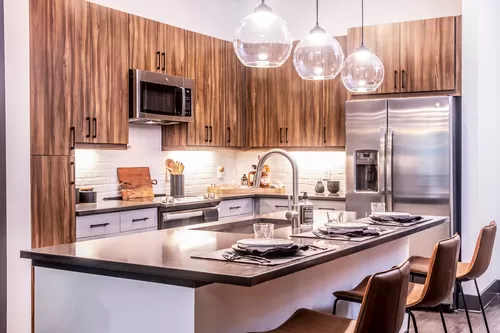 Our chef-inspired kitchens feature stainless steel appliances and side-by-side refrigerators. - Windsor Interlock