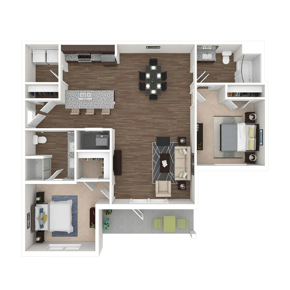 Floor plan Belvedere - 2 Bedroom with Patio