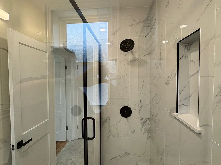 Staying in the shower cabin