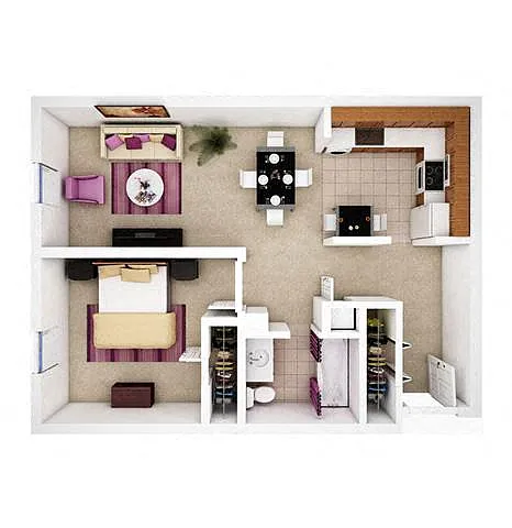 Floor plan 1x1 Pinot Noir