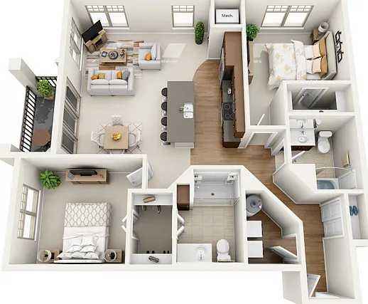 Floor Plan 2J | Wells Street Station | Apartments in Delafield, WI Floor Plan 2J | Wells Street Station | Apartments in Delafield, WI
