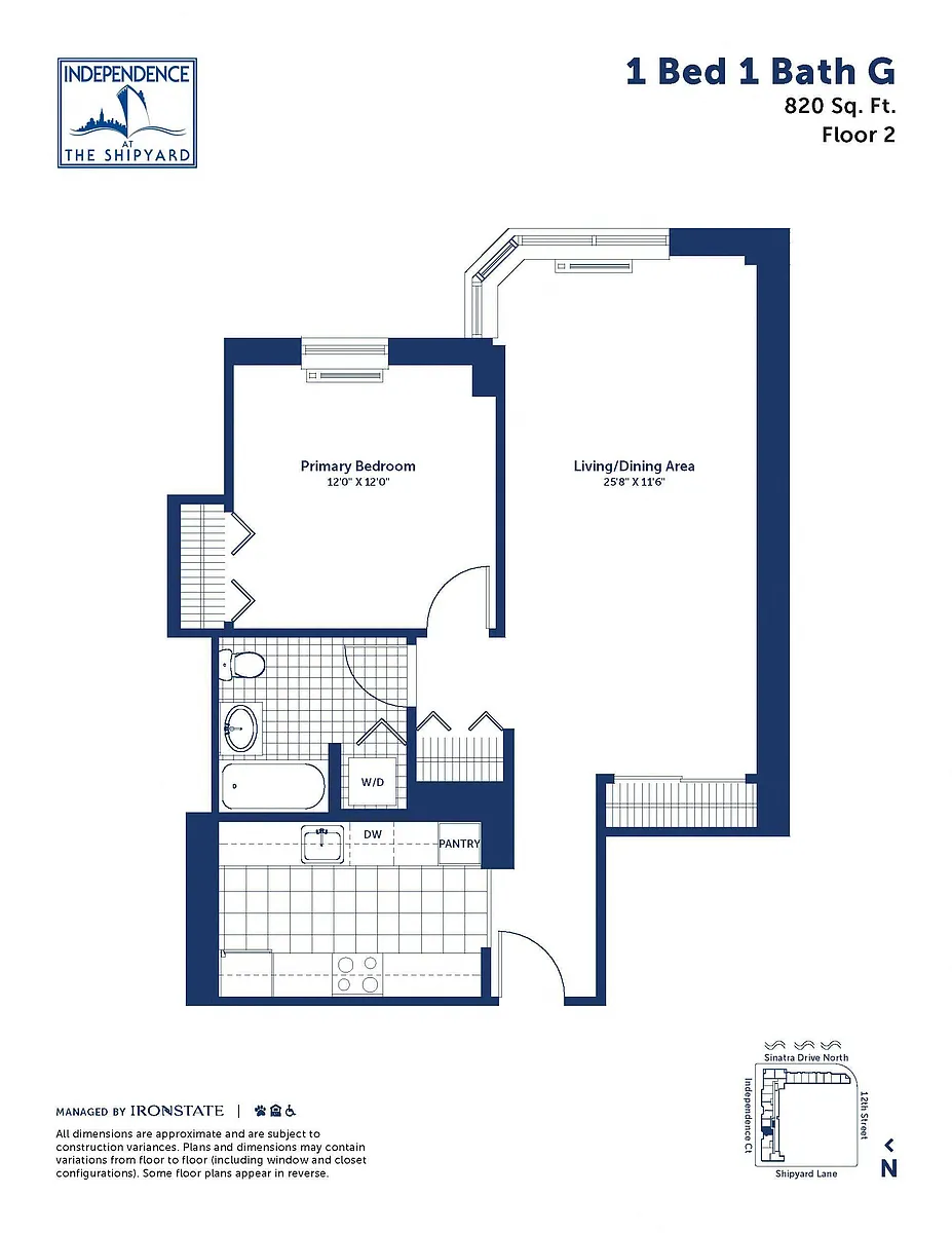 Floor plan 1 Bed 1 Bath G