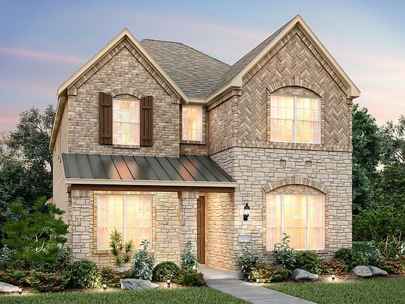 The Courtyard, with covered front porch and 2-car rear entry garage, shown as Exterior C