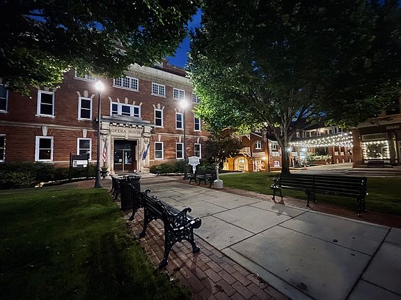 The Abbeville Opera House is directly across the square from the building.