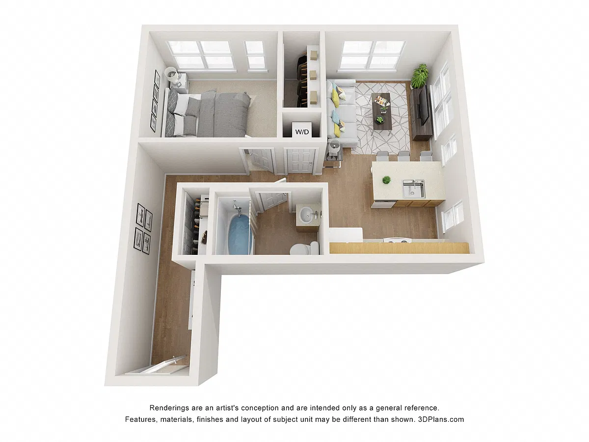 Floor plan 1 Bed 1 Bath 559 sqft