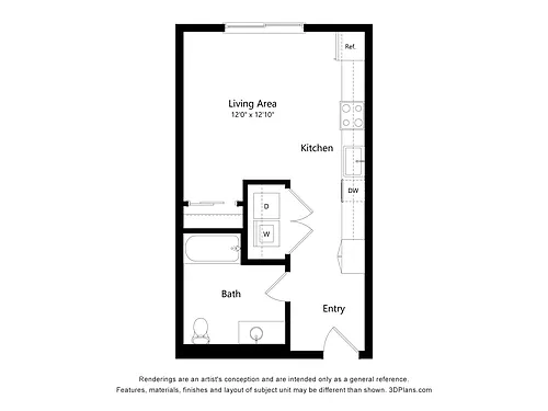Floor plan Studio A2 ADA