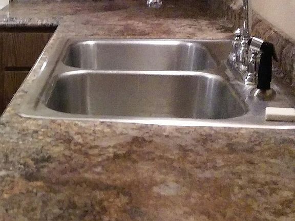 double sink, garbage disposal, new countertops