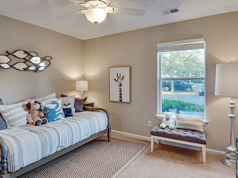 Bedroom with carpet