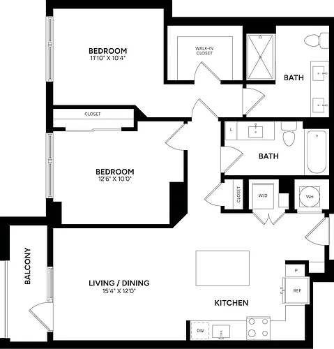 Floor plan 2 Bed/ 2 Bath-C10P