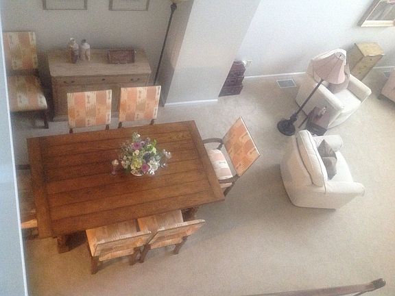 Looking down to dining room