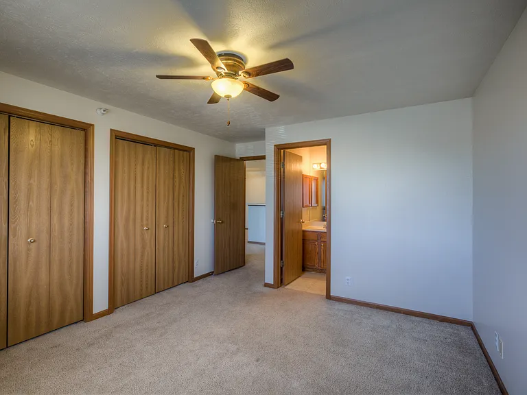 Large closets in a bedroom at Huntington Apartments.