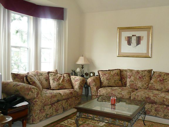 Living room with vaulted ceiling