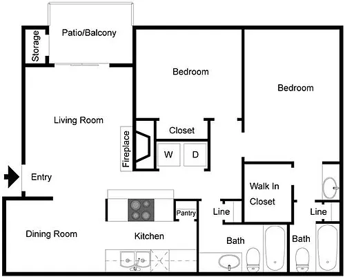 Floor plan 2 Bedroom 2 Bath