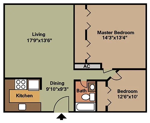 Floor plan 2 Bedroom 1 Bath