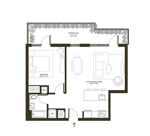 Floor plan 1B-1B W Terrace