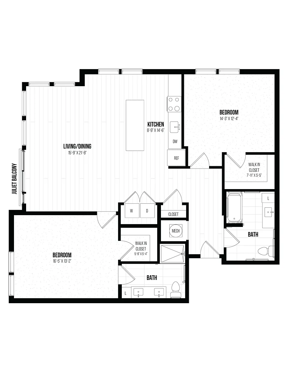 Floor plan 2 Bed/2 Bath-2G ANSI A