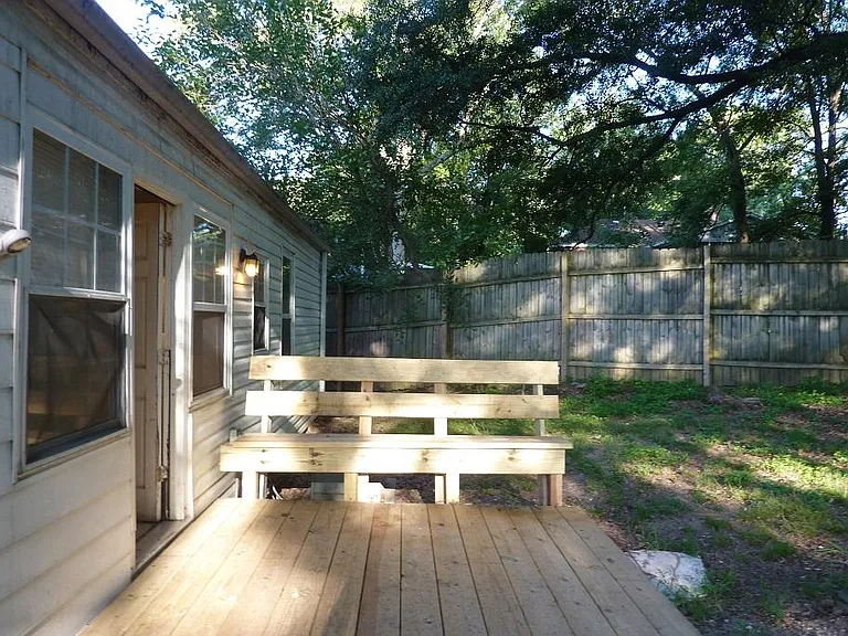 Back door with view of one side of deck