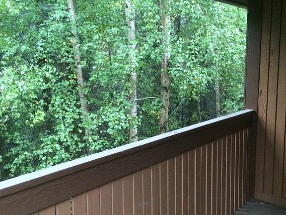 private deck over looking wooded area